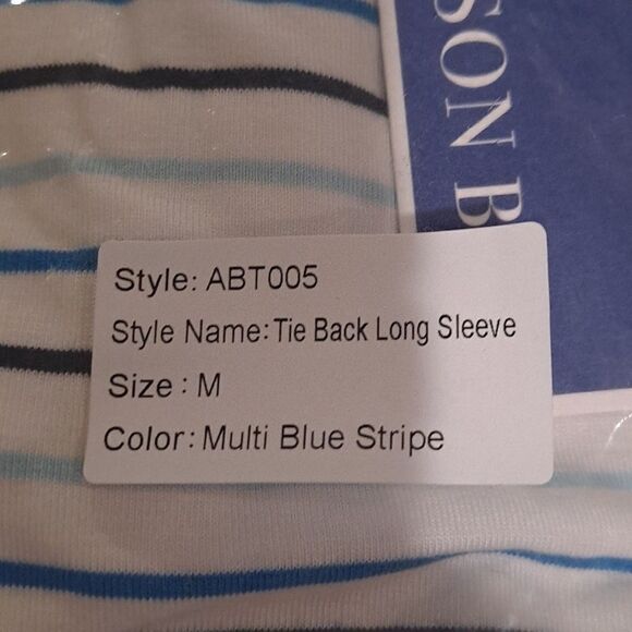 NWT ADDISON BAY Tie Back Long Sleeve Multi Stripe Blue Various sizes - Picture 10 of 10